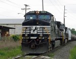 NS 9696 in the lead of train 349, tied down at Raleigh Blvd